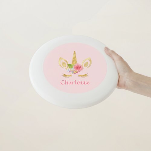 Gold Unicorn Pink Personalized Wham_O Frisbee