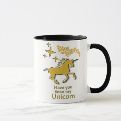 Gold unicorn pony horse with Golden stars Mug