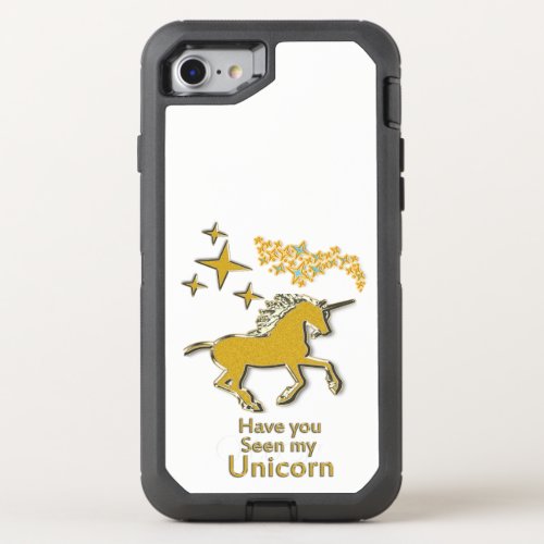 Gold unicorn pony horse with Golden stars OtterBox Defender iPhone SE87 Case