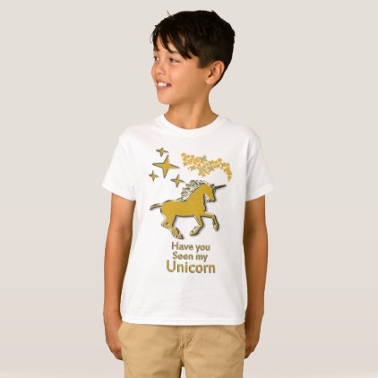 Gold unicorn pony horse with Golden stars T-Shirt