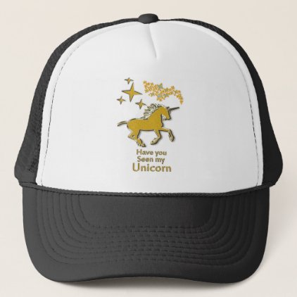 Gold unicorn pony horse with Golden stars Trucker Hat