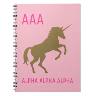 Gold Unicorn Sorority Notebook