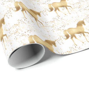Gold Unicorn Sparkle Christmas Wrapping Paper
