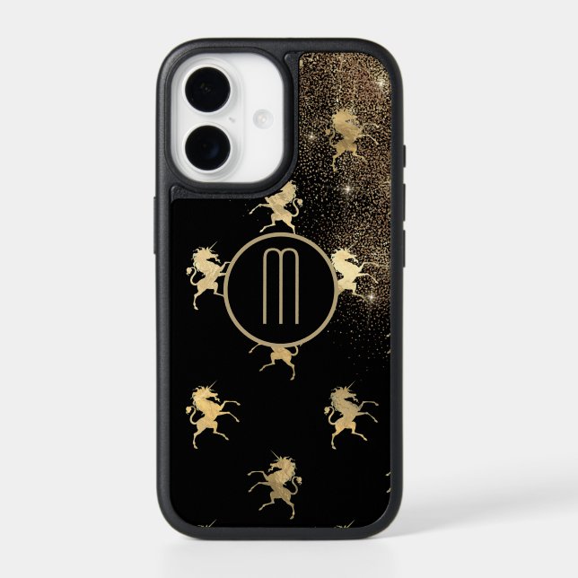 Gold Unicorn Star Light Monogram Otterbox iPhone Case (Back)