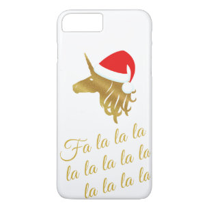 Gold Unicorn Wearing Red Santa Hat iPhone 8 Plus/7 Plus Case