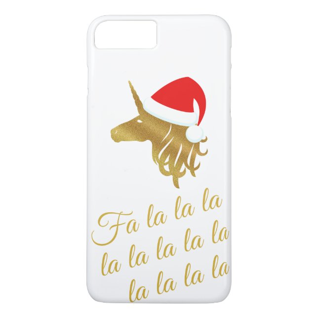 Gold Unicorn Wearing Red Santa Hat Case-Mate iPhone Case (Back)