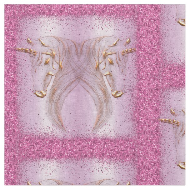 Gold Glitter Unicorn Fabric Zazzle