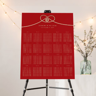 Gold Union Knot 囍 Chinese Wedding Seating Chart Foam Board