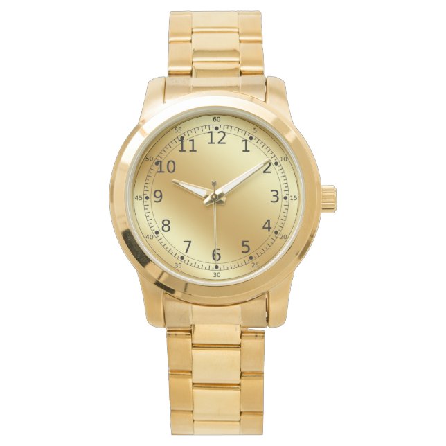 Gold Unisex Oversized Gold Bracelet Watch (Front)