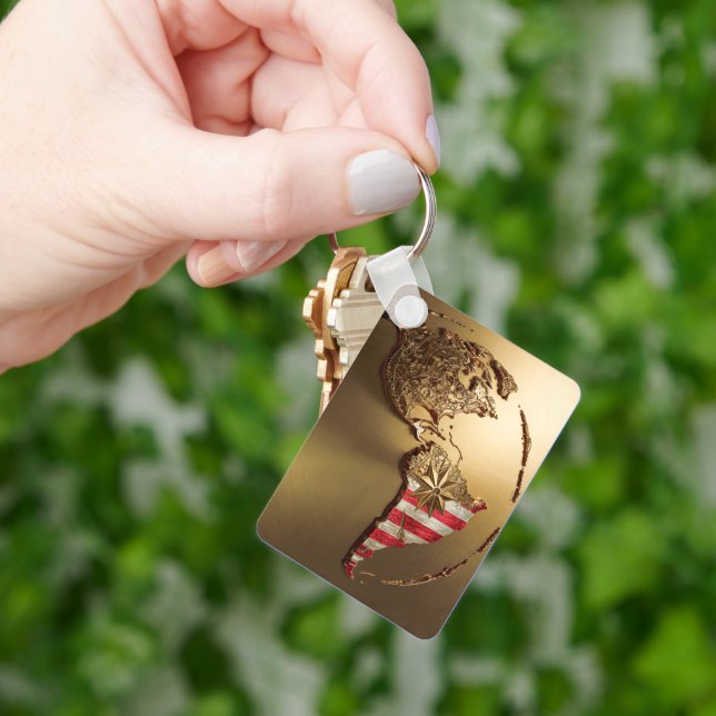 Gold United States Map #2 Keychain (Hand)