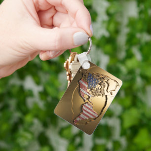 Gold United States Map #3 Keychain