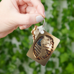 Gold United States Map #5 Keychain