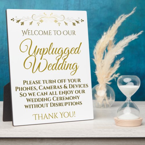 Gold Unplugged Wedding Plaque