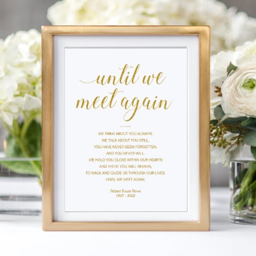 Gold Until We Meet Again Funeral Poem with Name Poster