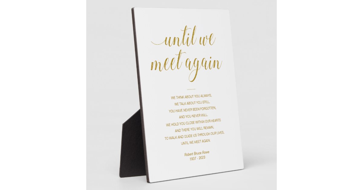 Gold Until We Meet Again Memorial Poem with Name Plaque | Zazzle