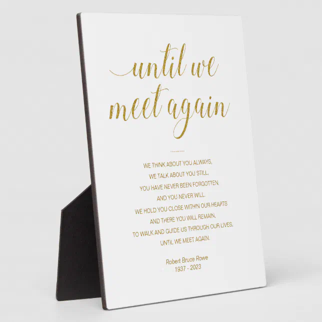 Gold Until We Meet Again Memorial Poem with Name Plaque | Zazzle