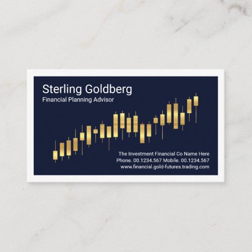 Gold Uptrend Graph Frame Business Card