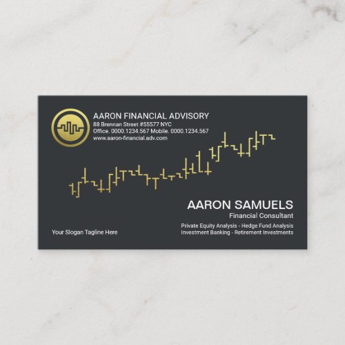 Gold Uptrend Stock Graph Financial Consultant Business Card