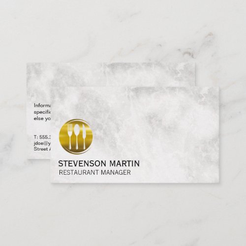Gold Utensils Logo  Marble Business Card