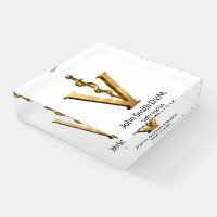 Gold V Elegant Veterinary Medicine Vet Asclepius Paperweight