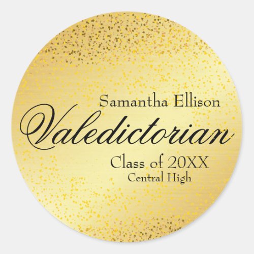 Gold Valedictorian Personalized Gold Sticker