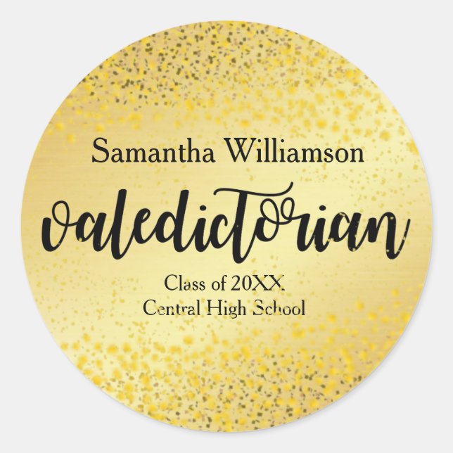 Gold Valedictorian Personalized Gold Sticker (Front)
