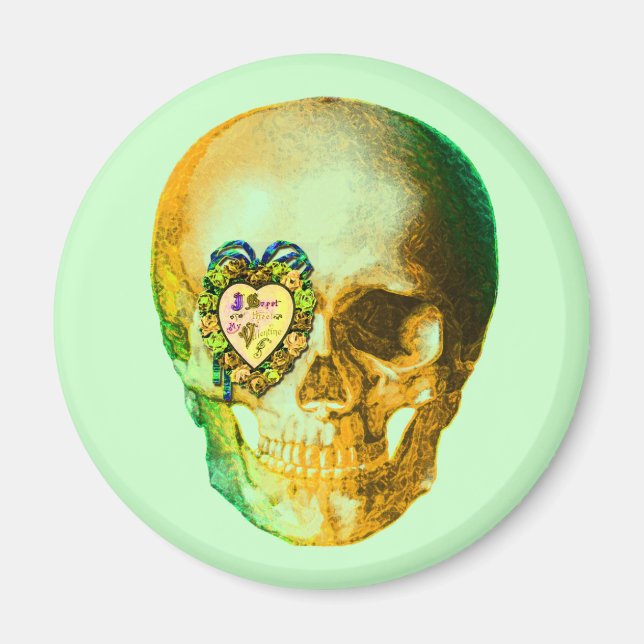Gold Valentine Skull Magnet (Front)