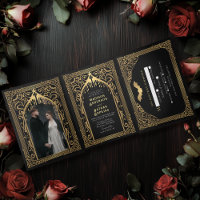 Gold Vampire Cathedral Gothic Wedding Invitation