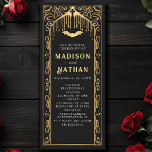 Gold Vampire Cathedral Gothic Wedding Program