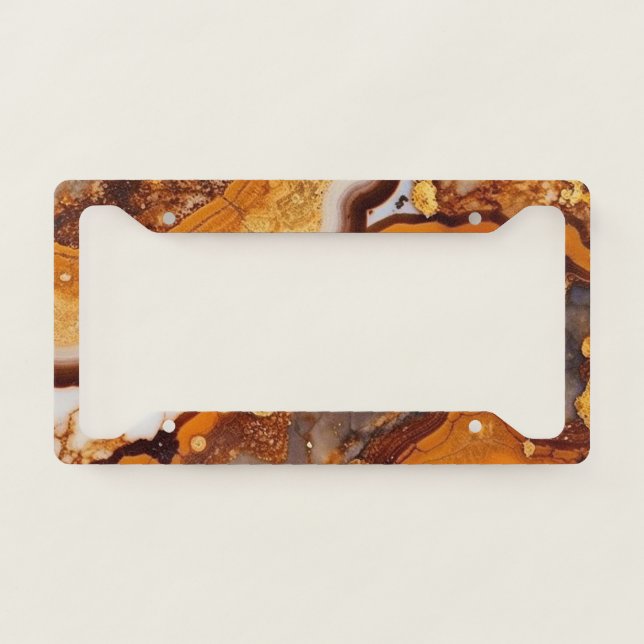 Gold Vein Agate License Plate Frame (Front)