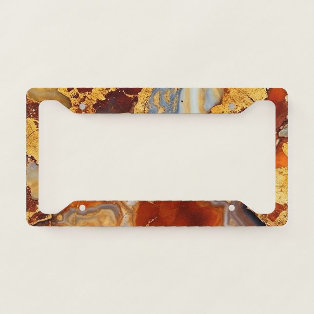 Gold Vein Agate License Plate Frame (Front)