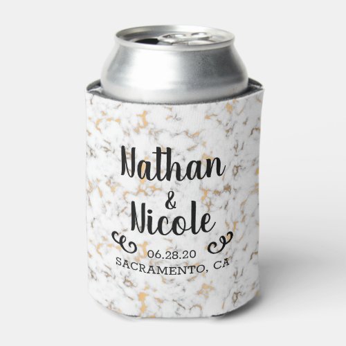 Gold Vein Marble _ Cheers Yall Wedding Favor Can Cooler