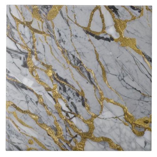 Gold Vein Marble Pattern Ceramic Tile