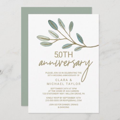 Gold Veined Eucalyptus 50th Wedding Anniversary
