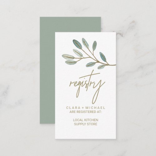 Gold Veined Eucalyptus Gift Registry Enclosure Card