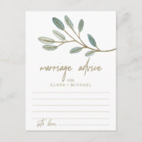 Gold Veined Eucalyptus Marriage Advice Cards