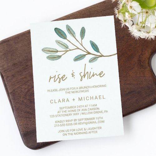 Gold Veined Eucalyptus Rise and Shine Invitation