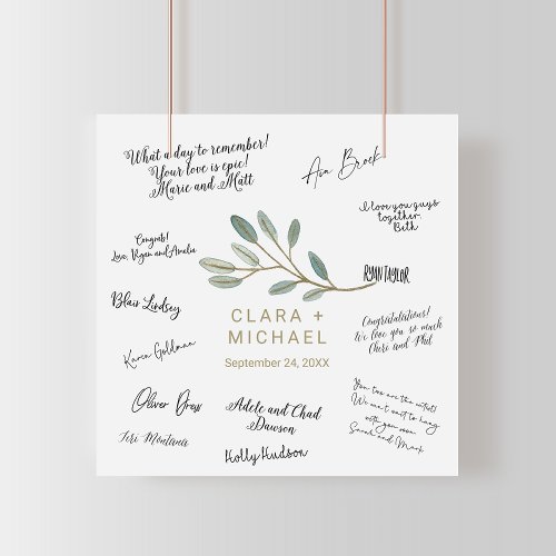 Gold Veined Eucalyptus Wedding Guest Signing Poster