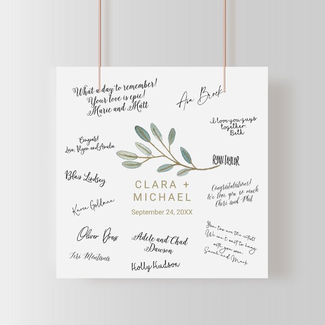 Gold Veined Eucalyptus Wedding Guest Signing Poster (Creator Uploaded)
