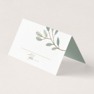 Gold Veined Eucalyptus Wedding Place Card