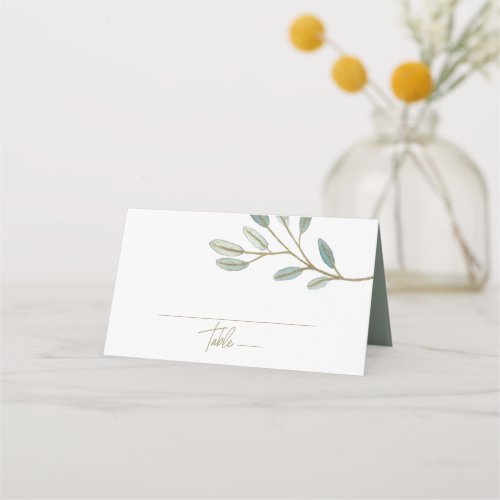 Gold Veined Eucalyptus Wedding Place Card