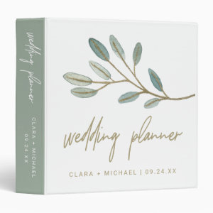 Gold Veined Eucalyptus Wedding Planner 3 Ring Binder