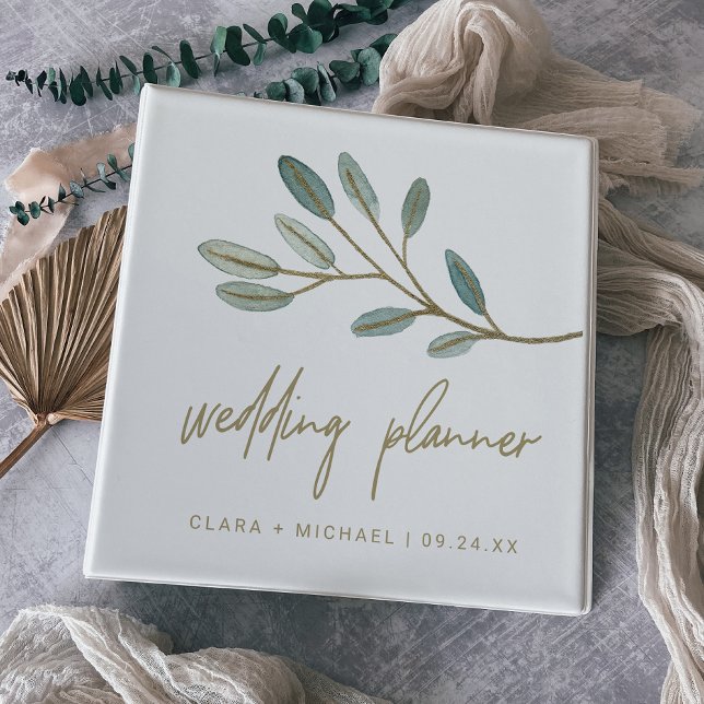 Gold Veined Eucalyptus Wedding Planner 3 Ring Binder (Creator Uploaded)