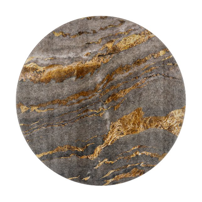 Gold-veined gray marble textured background. cutting board (Front)