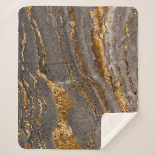 Gold-veined gray marble textured background. sherpa blanket
