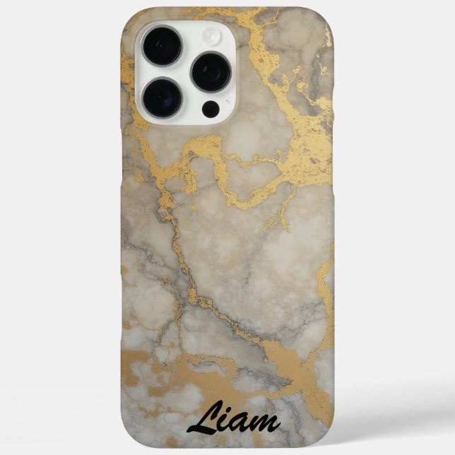 Gold Veins in Gray Marble Case-Mate iPhone Case (Back)