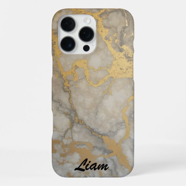 Gold Veins in Gray Marble Iphone Case (Back)
