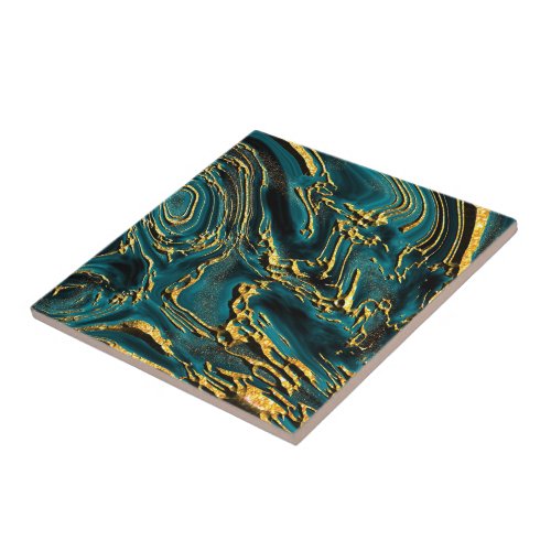 Gold Veins in Teal Tile