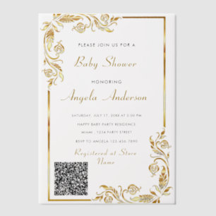 Gold Vellum Baby Shower Invitation with QR Code