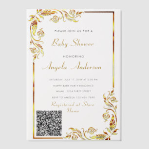 Gold Vellum QR Code Baby Shower Invitation Example